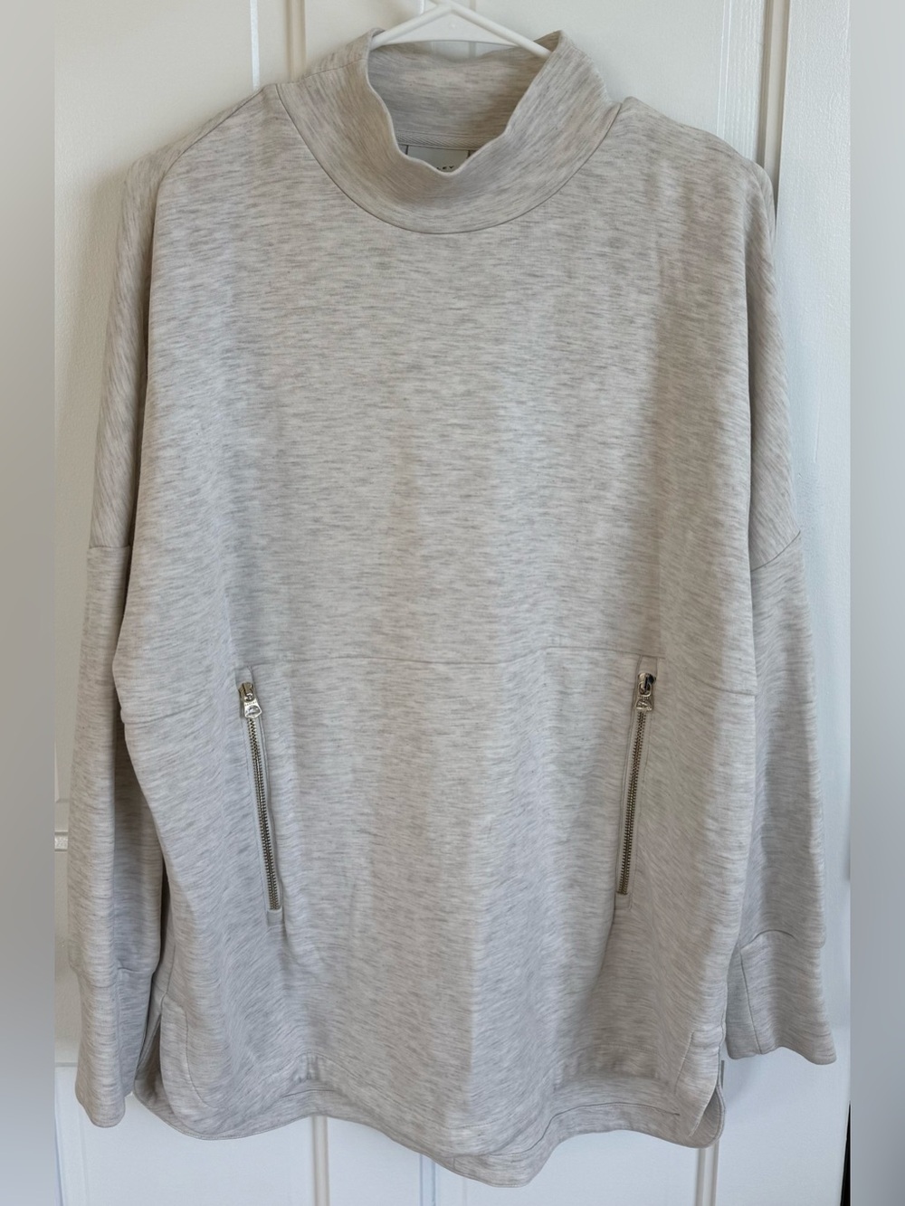 Varley Mock Neck Sweatshirt Zip Pocket‎ Pullover Heather Gray Medium